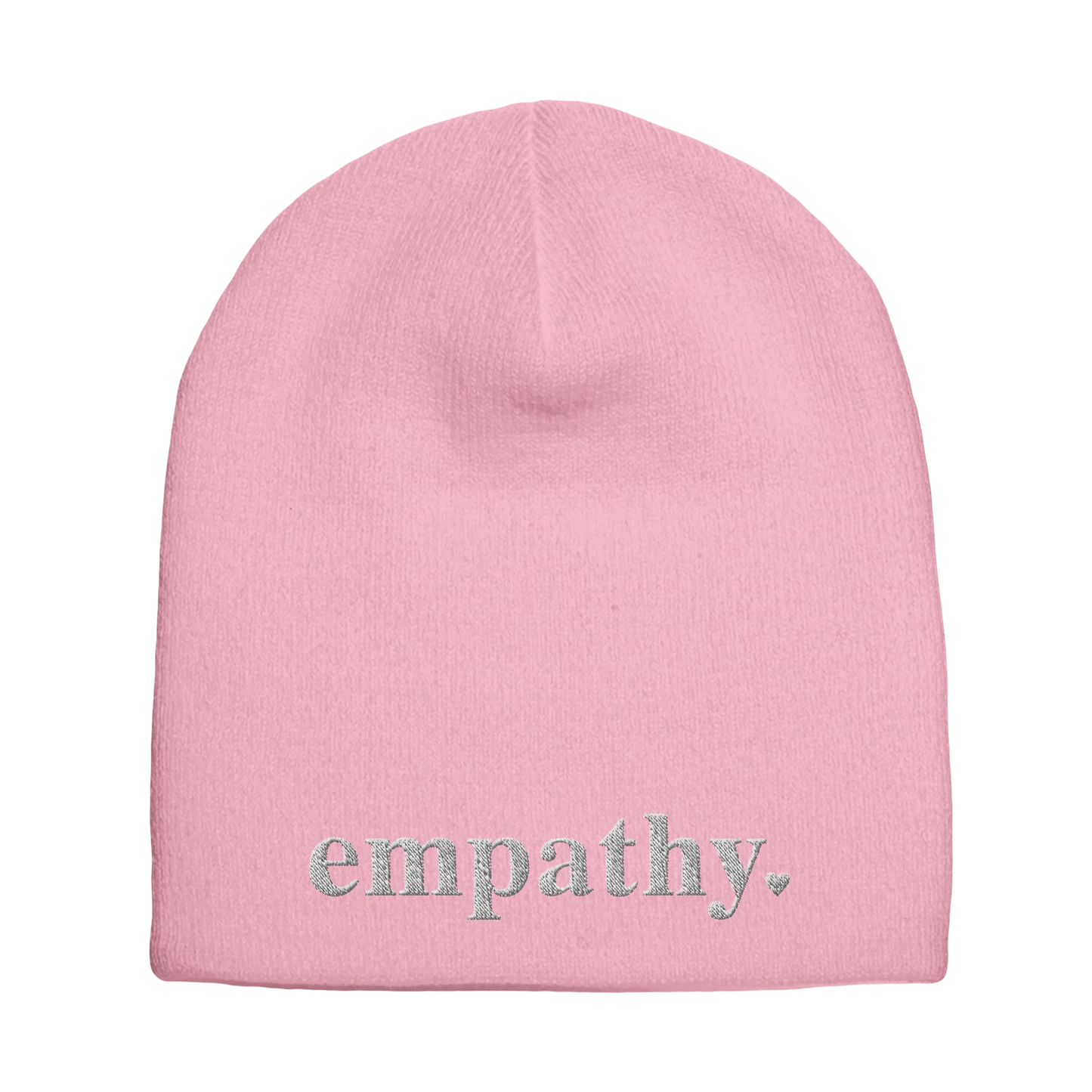 pink empathy knit beanie