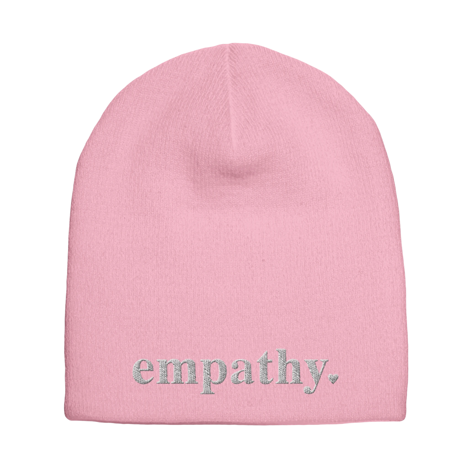pink empathy knit beanie