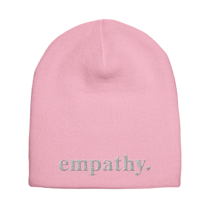 pink empathy knit beanie