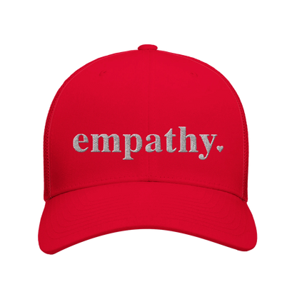 Red empathy trucker hat