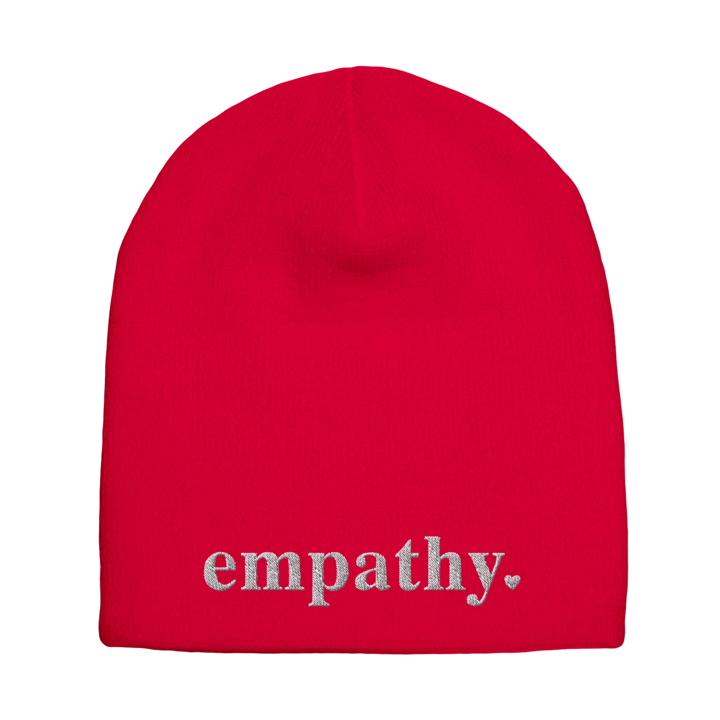 red empathy knit beanie