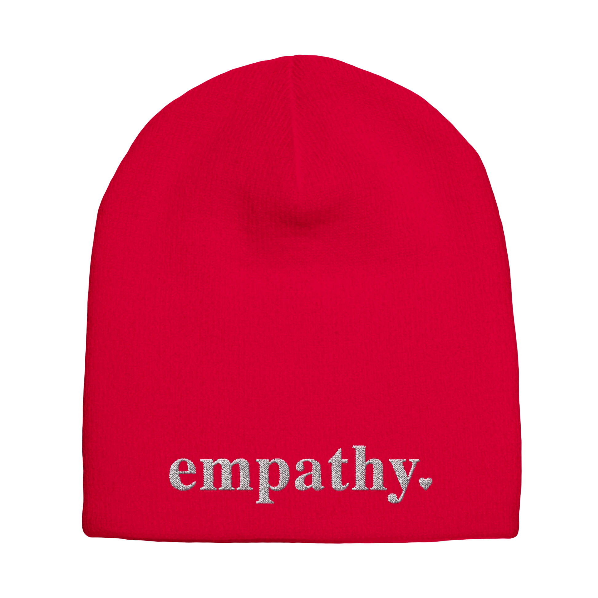 red empathy knit beanie
