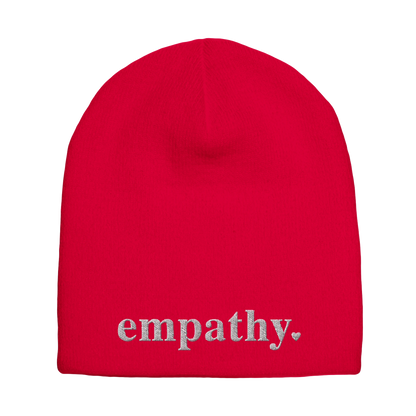 red empathy knit beanie